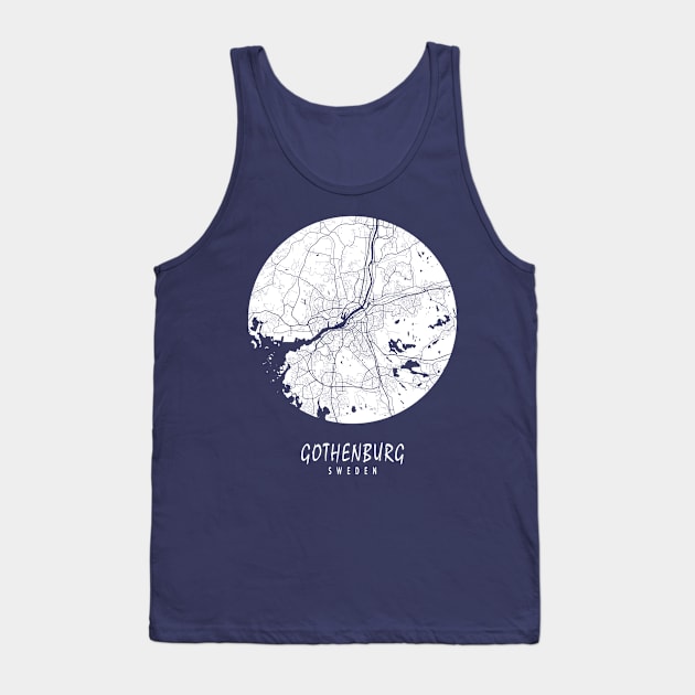 Gothenburg, Sweden City Map - Full Moon Tank Top by deMAP Studio